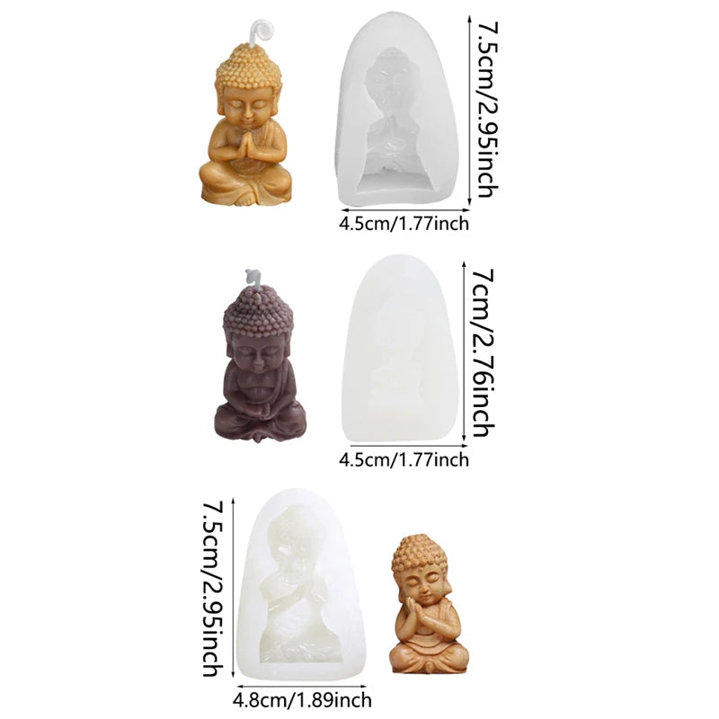 Buddha Silicone Candle Mold 3D Aromatherapy Handmade Soap Wax Clay Gypsum Candles Ornament Craft Making Mold Zpaxo