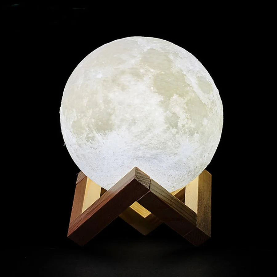 Dropship 3D Print Rechargeable Moon Lamp LED Night Light Creative Touch Switch Moon Light For Bedroom Decoration Birthday Gift Zpaxo 16 Colors 15cm