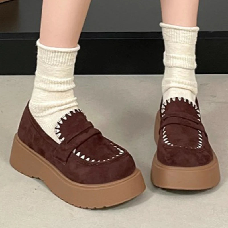 2026 Spring Autumn Women's Vintage Comfortable Wedge Heel Single Zpaxo maroon 39