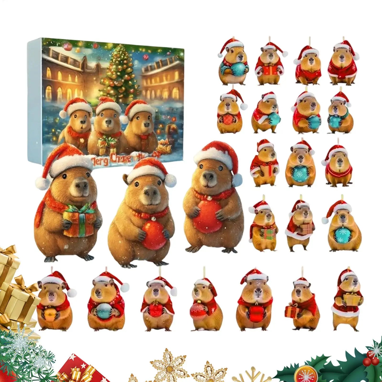 Capybara Advent Calendar 2025 24 Days 2D Acrylic Christmas Countdown