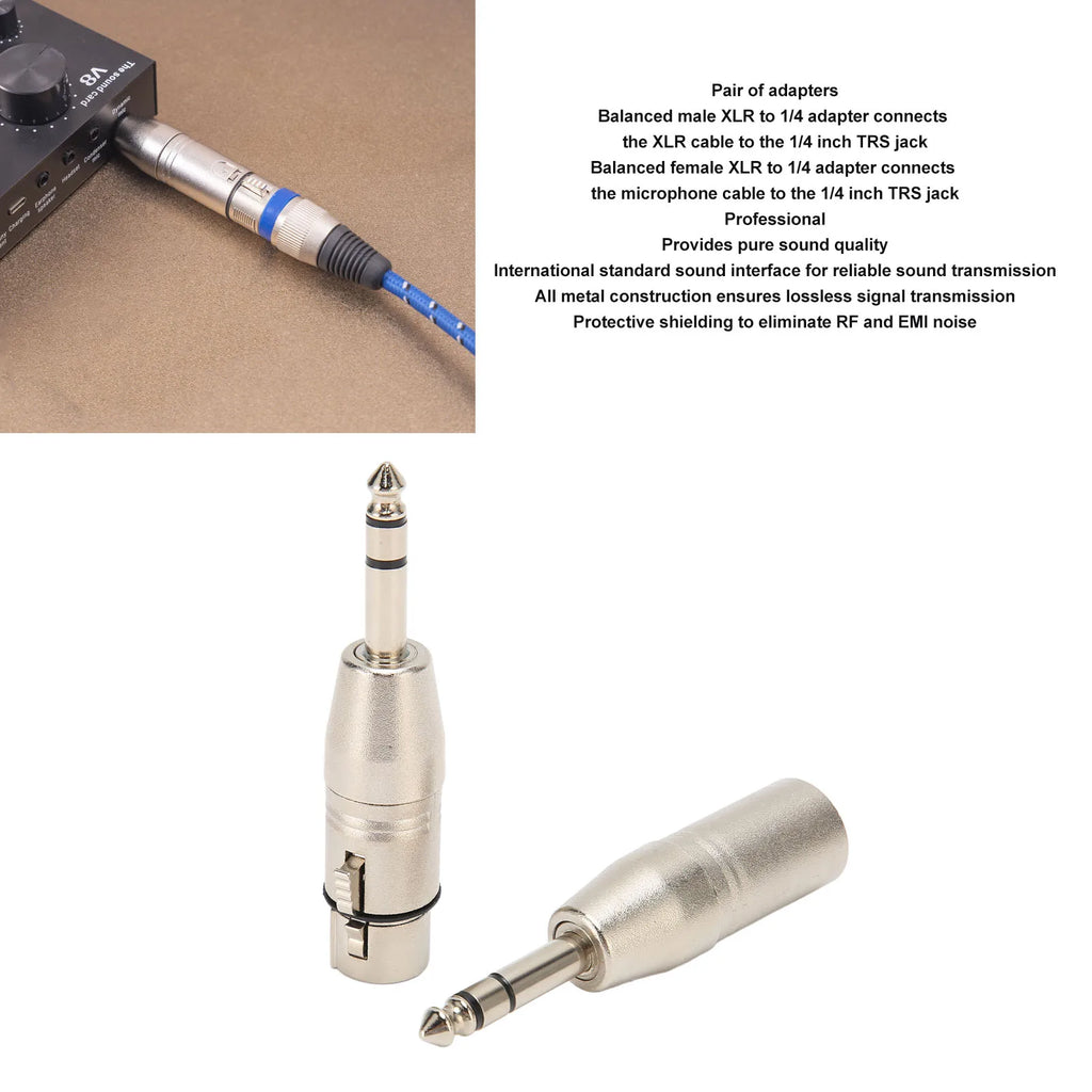 1 4 TRS XLR 3Pin Female Portable Adapter Noise Cancellation Aluminum