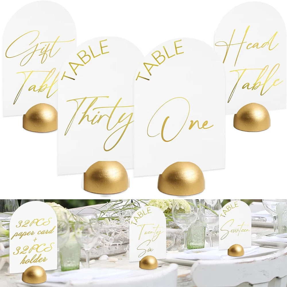 Table Number Cards Stands Gold Table Number Signs Clips Holder for Wedding Banquet Anniversary Reception Birthday Party Events Zpaxo