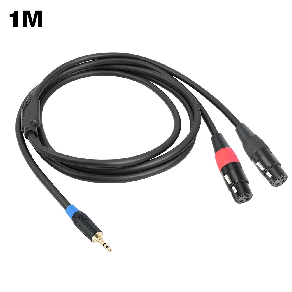 3.5mm 1/8inch Jack To 2 XLR 3Pin Cable Adapter 3.5mm To Dual XLR Breakout Y Splitter Cable 3.5mm To Dual XLR Stereo Cable Zpaxo