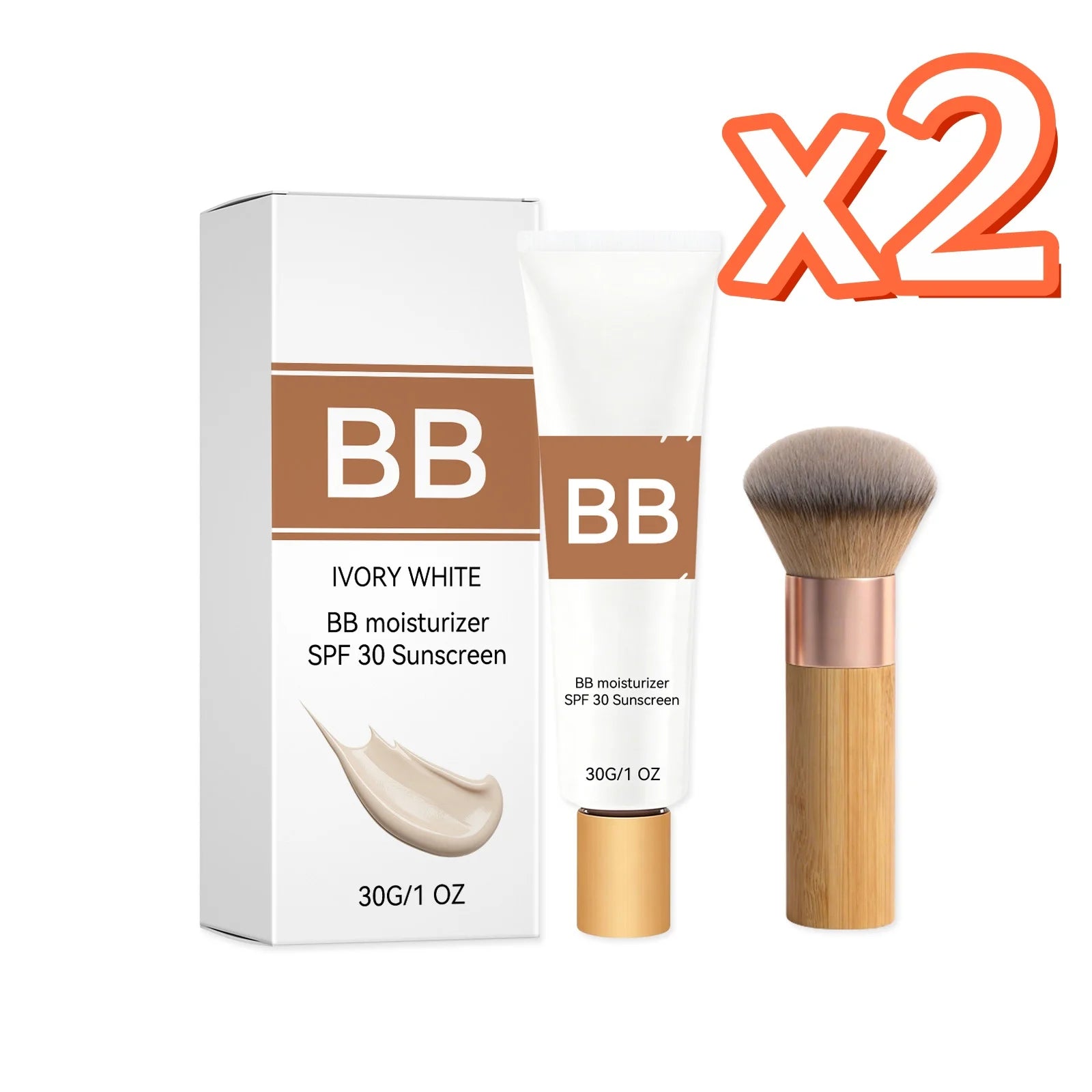 SPF 30 PA+++ BB Cream Sunscreen Concealer Foundation Kit BB Cream Sunscreen Zpaxo Ivory White x 2