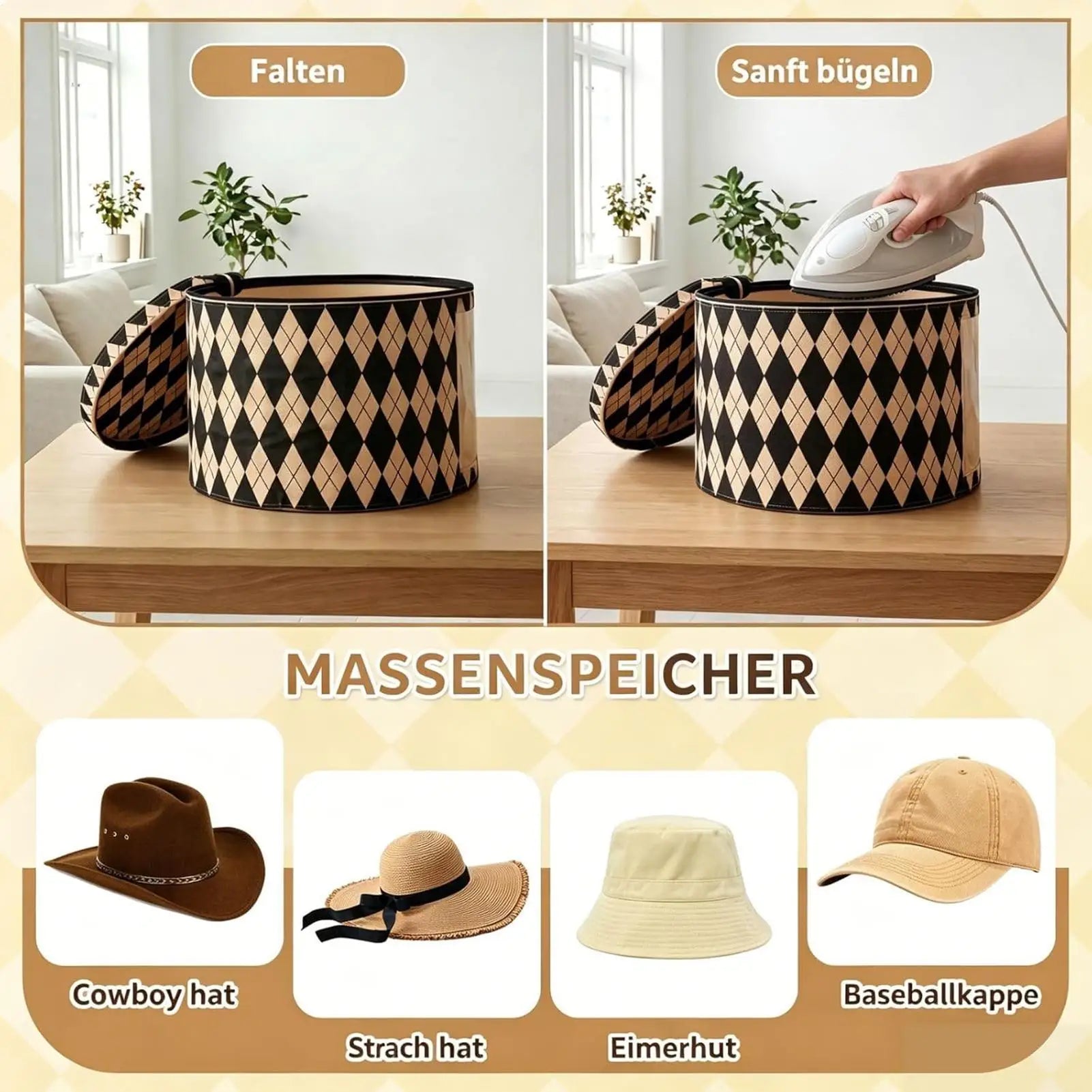Hat Storage Foldable Multipurpose Carry Bag Cowboy Bucket Toy Scarf