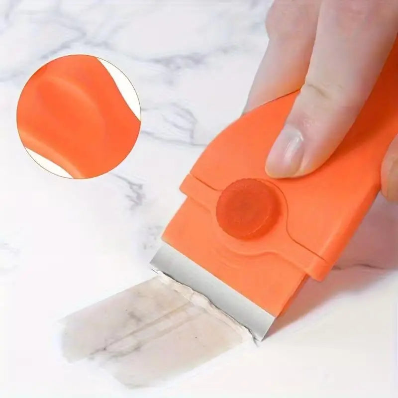 1pcs Stainless Steel Wall Scraper – Viscose Self-Adhesive, with Cover, Metal Cutter Head Cleaning Tool Zpaxo