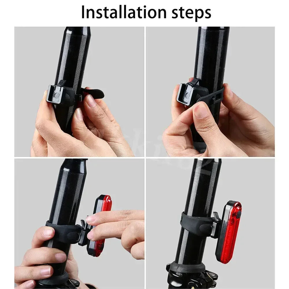 Waterproof Bike Night Riding Light Taillight USB Charging Safety