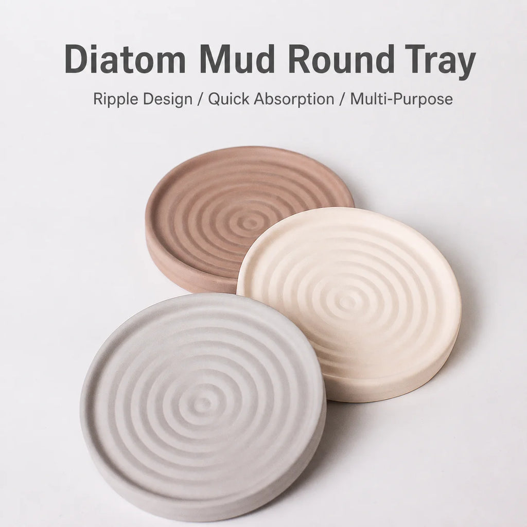 Round Diatomaceous Earth Soap Dish – Absorbent Bathroom Tray