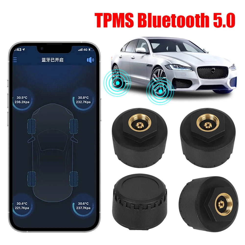 Tire Pressure Monitoring System External Android/IOS Mobile Phone APP Display Car Tire Pressure Sensors TPMS Bluetooth 5.0 Zpaxo 2 Sensors