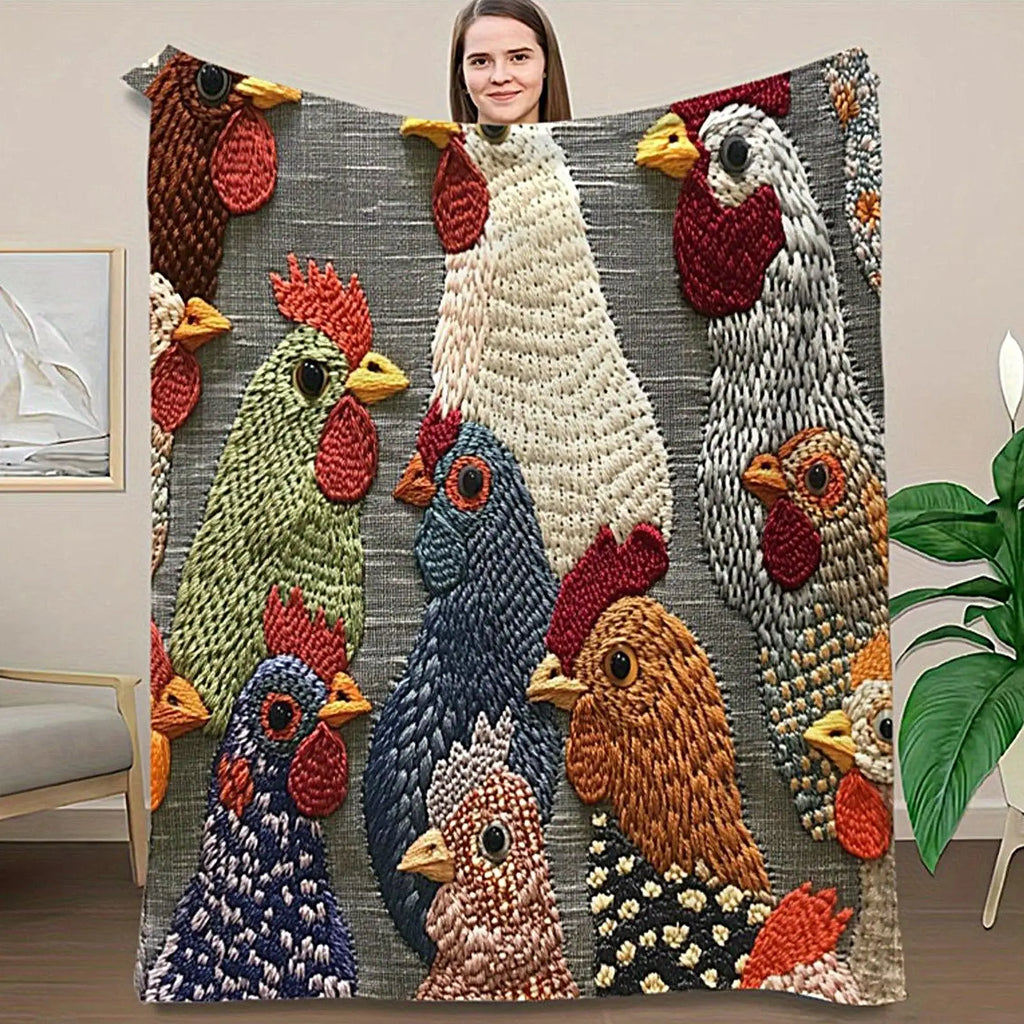 Chicken Throw Blanket 150x200cm Flannel Soft Foldable Machine