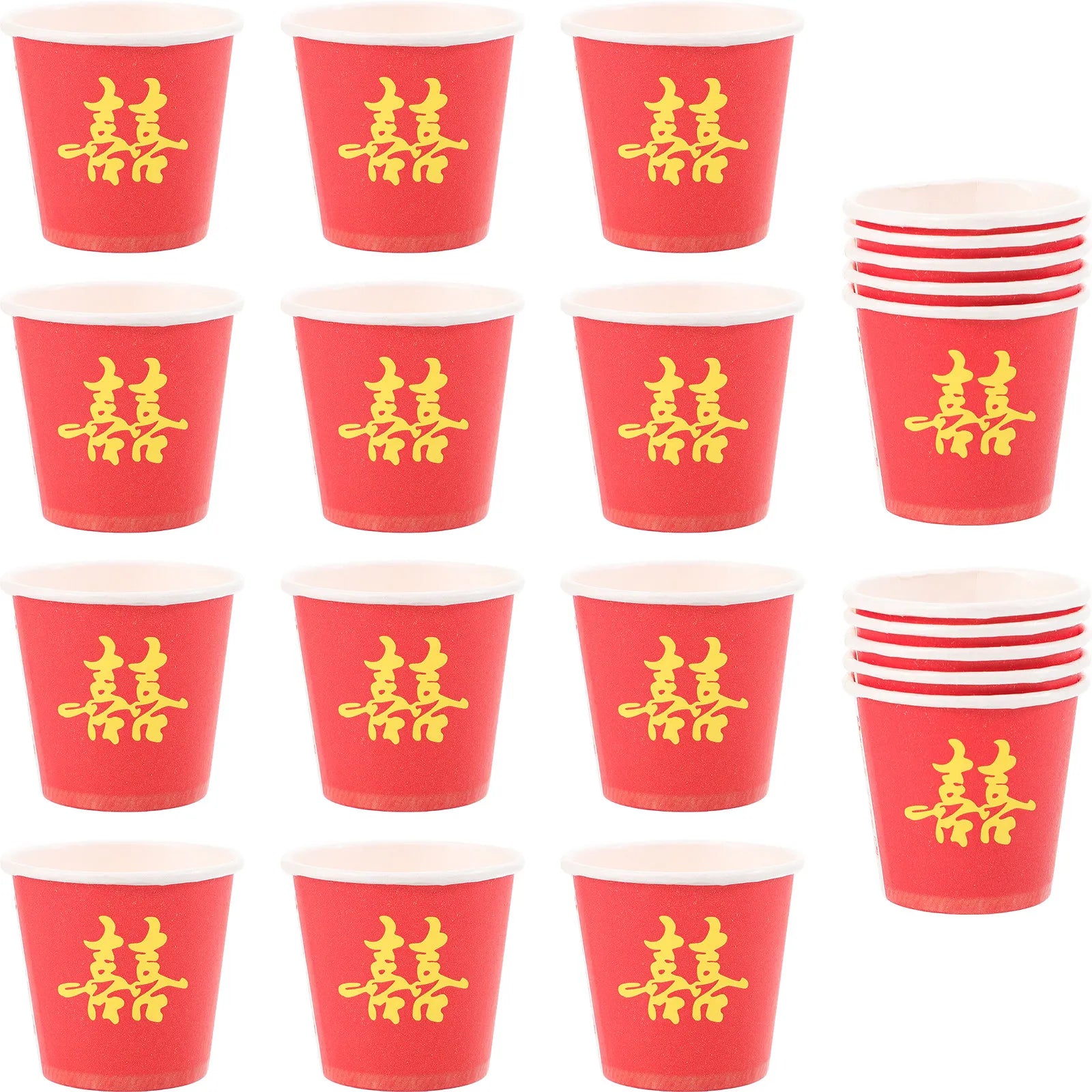 Wedding Paper Cups Red Xi Theme Small Disposable Tea Party Chinese