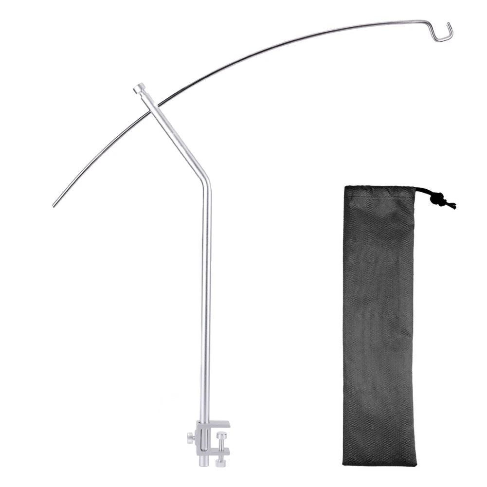 Aluminium Alloy Camping IGT Lamp Hanger Rack Detachable Lantern Stand Outdoor Portable Light Hanging Pole's Curved Lamp Holder Zpaxo Silver