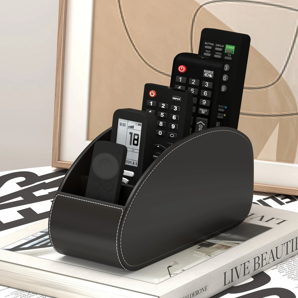 Remote Control Holder 5-Compartment Storage Box Organizer TV Pens Zpaxo