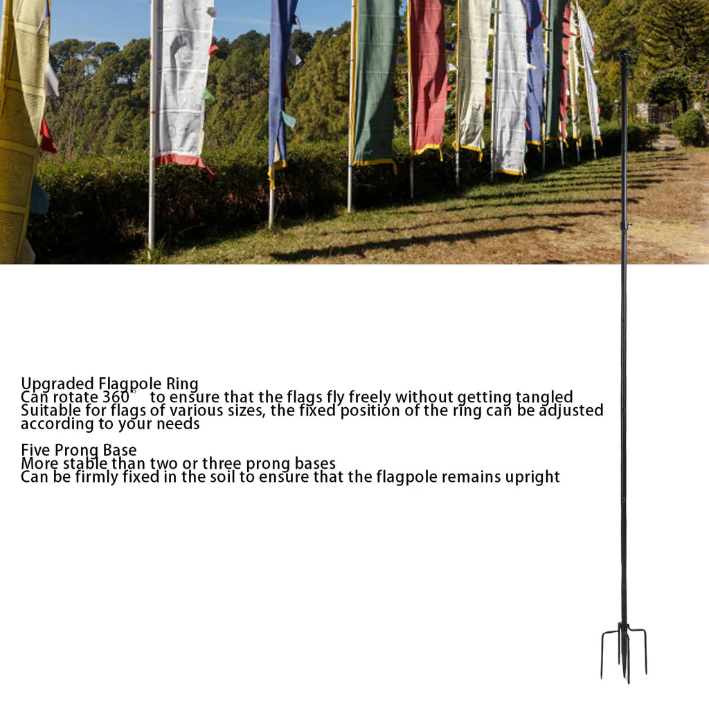 10 FT Ground Garden Flag Pole Thickened Stainless Steel Flagpole Outdoor Flag Pole Tool with 5 Prong Base for Yard Garden Zpaxo
