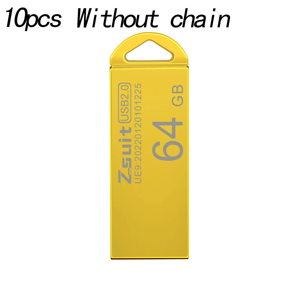 ZSUIT 10Pcs 3.0 USB Flash Drive 8GB 32GB Pendrive 128GB 64GB Custom LOGO Waterproof 2.0 USB Pen Drive Flash Metal Stick CTK Zpaxo 128M Without chain