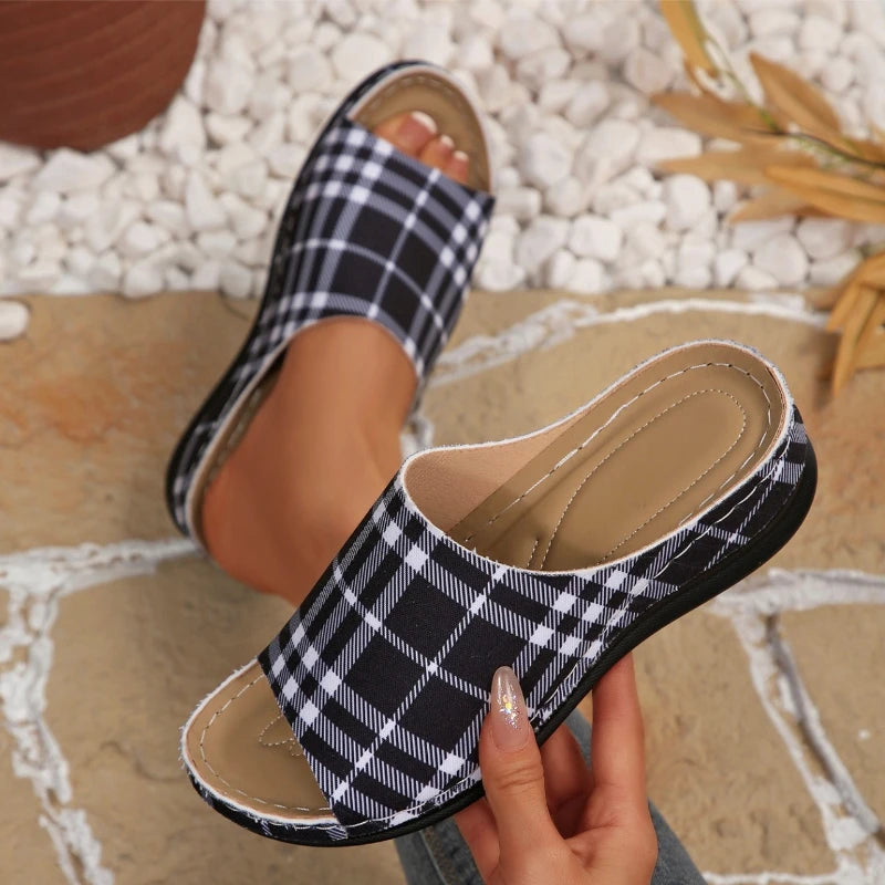 Women Wedge Slippers Open Toe Breathable Sandals Summer 2025 Fashion