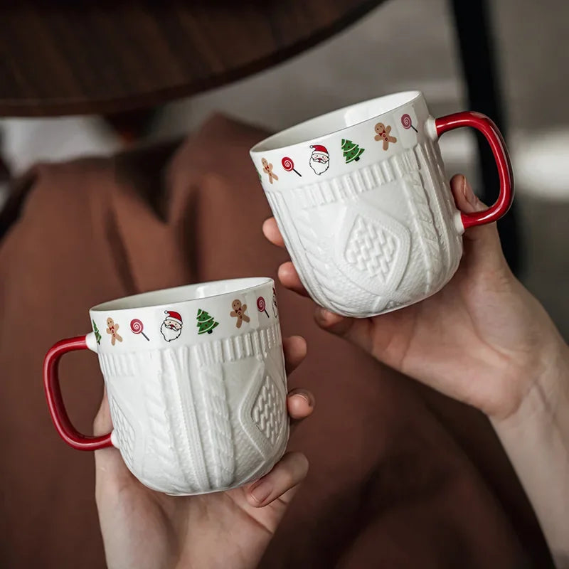 Embossed Ceramic Couple Mugs Set – 2-Piece Gift for Couples Ceramic Couple Mugs Zpaxo