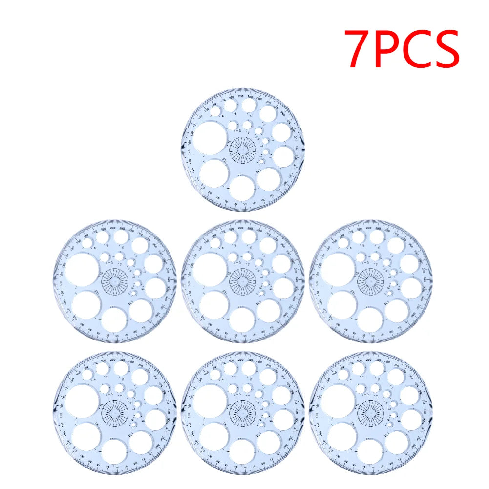 Multifunction Geometric Template Plastic Measuring Ruler Circles Zpaxo 7pcs
