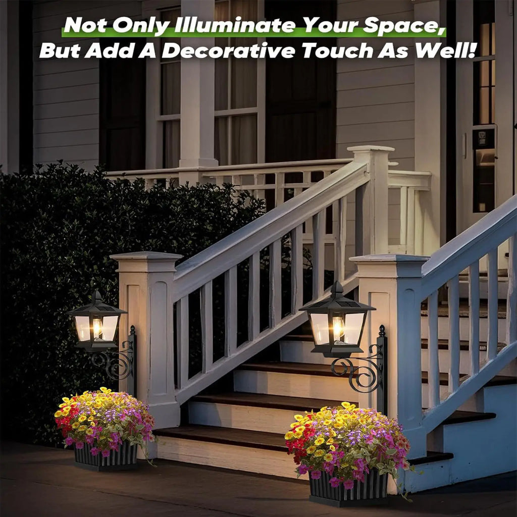 Outdoor Solar Planter Light Auto On/off Sensor Wall-Mounted Solar Garden Light for Outside Front Door Yard (No Flowers Included) Zpaxo