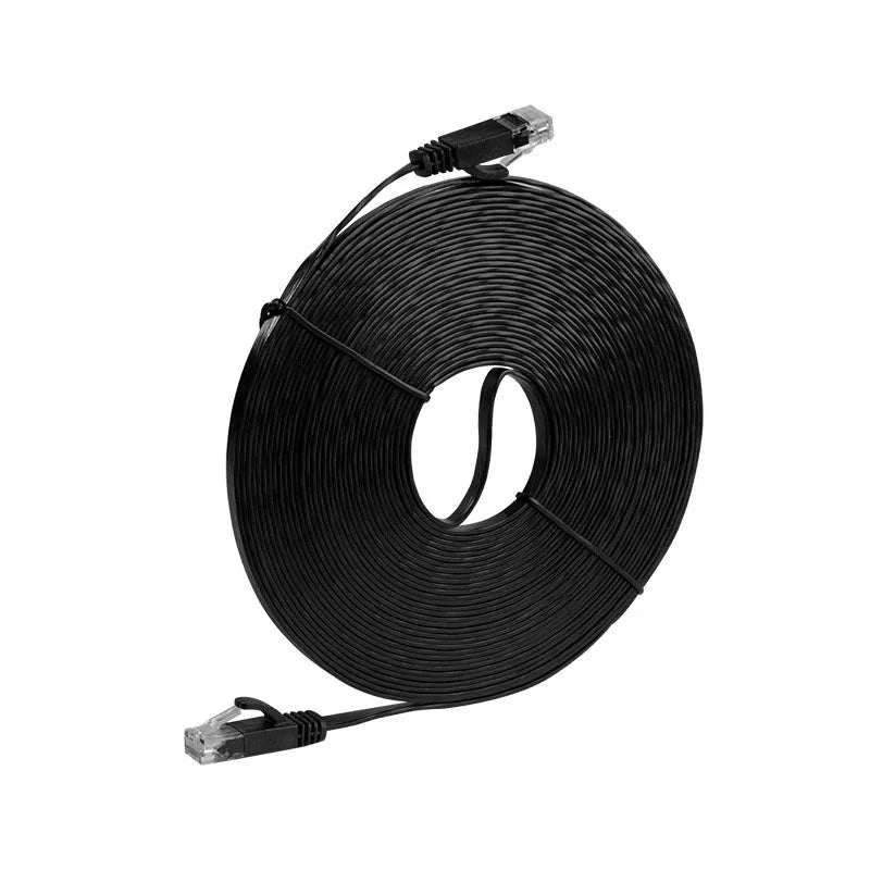 0.3/0.5/1/1.5/2/3/5/10M Cat 6 Flat Ethernet Cable UTP 1000M Network Cable RJ45 Patch For Laptop Router PC Router PS5 Xbox Modem Zpaxo Black 10m