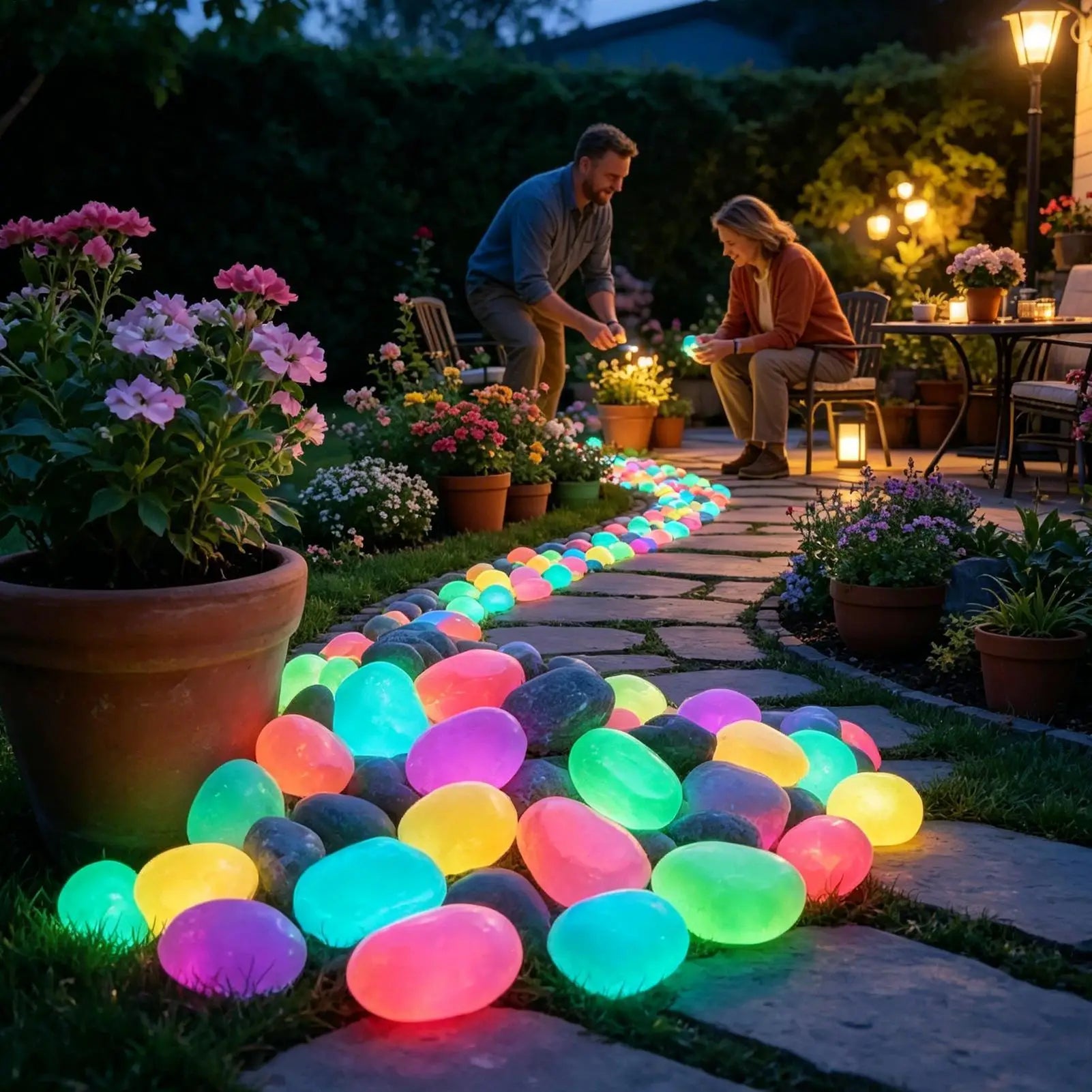 Garden Rocks 20 Colorful Glow Pebbles Landscape Stones Outdoor Vases