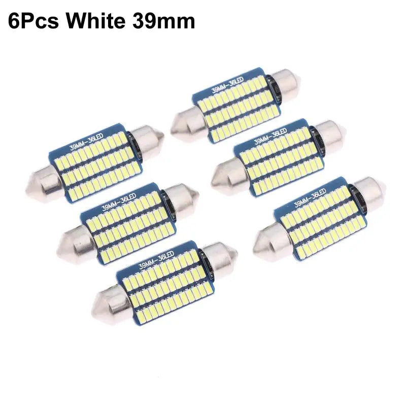 6-Pack C5W Canbus Festoon LED Bulbs 39mm 6500K White 300LM