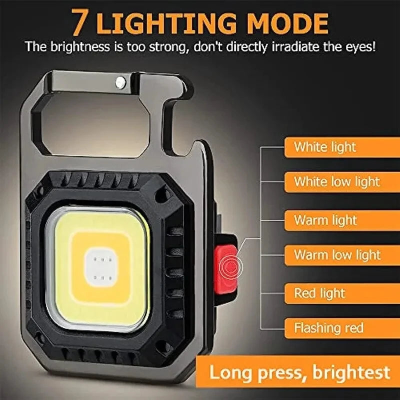 Mini COB LED Keychain Flashlight | Type-C Rechargeable Torch