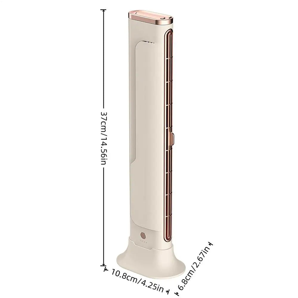 Portable Bladeless Tower Fan Summer USB Rechargeable Small Air Cooler
