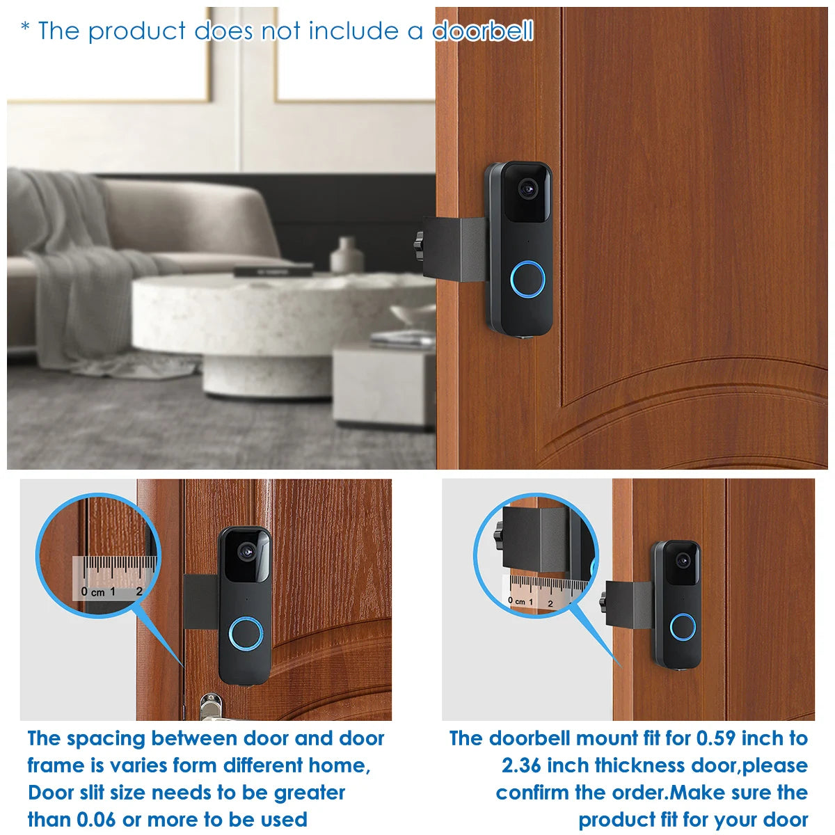 No Drill Anti Theft Doorbell Mount Camera Mount with Double Screw Fixing Doorbell Mount for Ring/Blink Wireless Video Doorbell Zpaxo