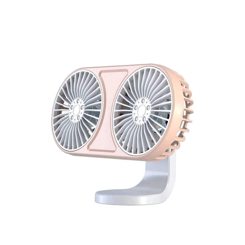 Mute 5 V Mini Fan Low Noise Dual-head Auto Electric 360 Rotating 3 Zpaxo Pink