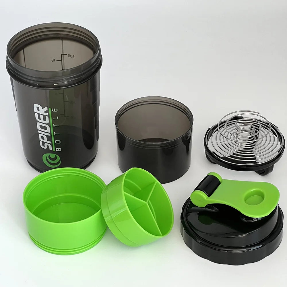 3 Layers Shaker Protein Bottle Powder Shake Cup Water Bottle Plastic Mixing Cup Body Building Exercise Bottle Zpaxo