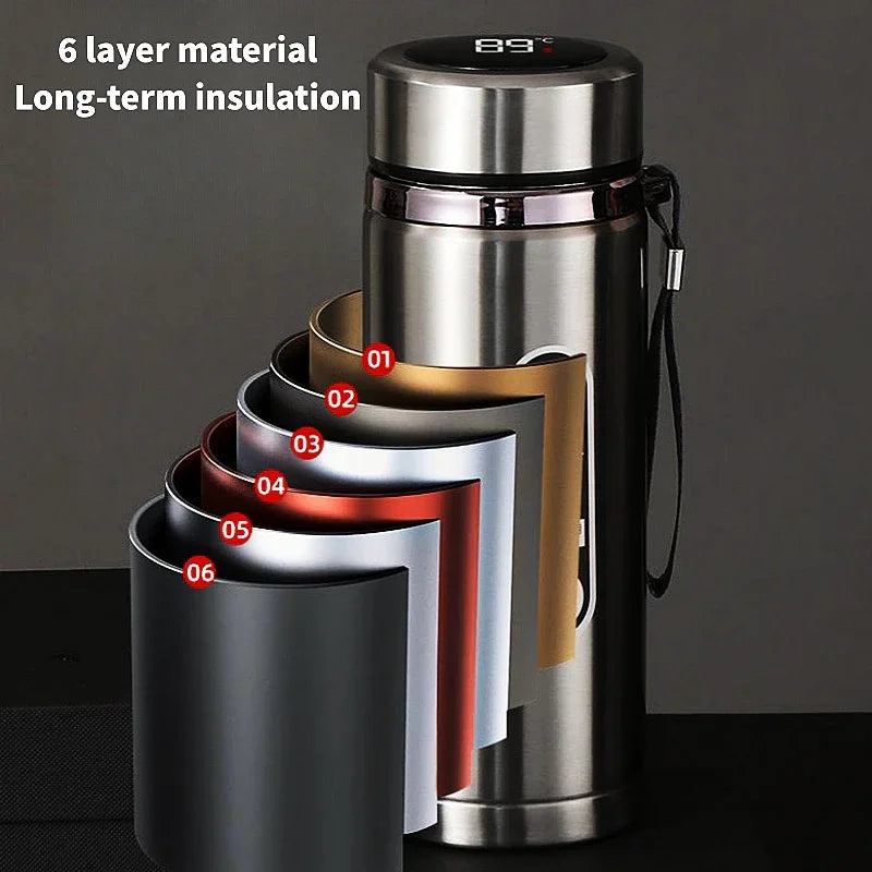 Vacuum Flask Portable Cups Stainless Steel Thermos Bottle LED