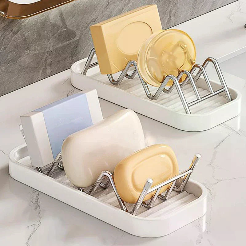 Stainless Steel W-shaped Soap Holder Space Saving Non-slip Storage Zpaxo