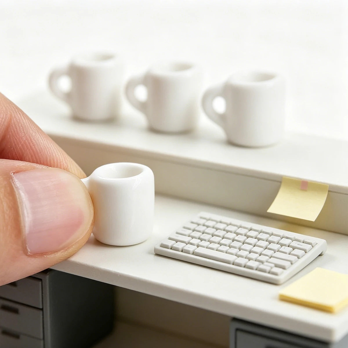 1:12 Miniature Coffee Mugs – Resin Dollhouse Tableware Set