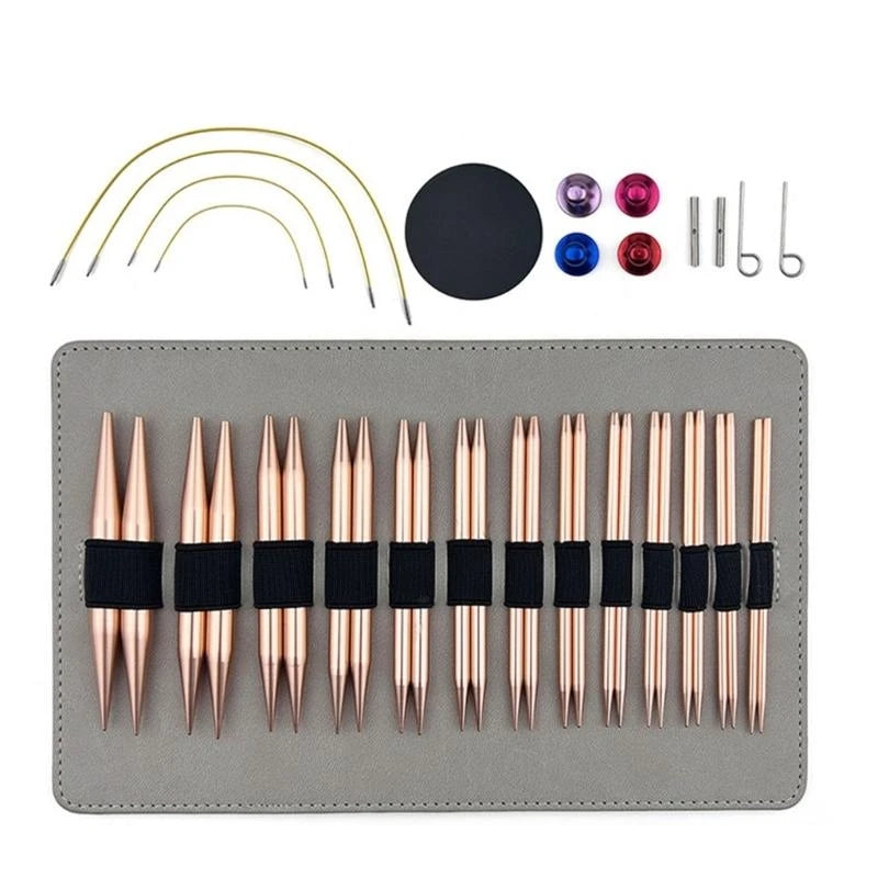 13Pairs Interchangeable Circular Knitting Needle Set 3.0mm-10mm for Knitting Sweater Sock Aluminum Knitting Needle Set Zpaxo CN
