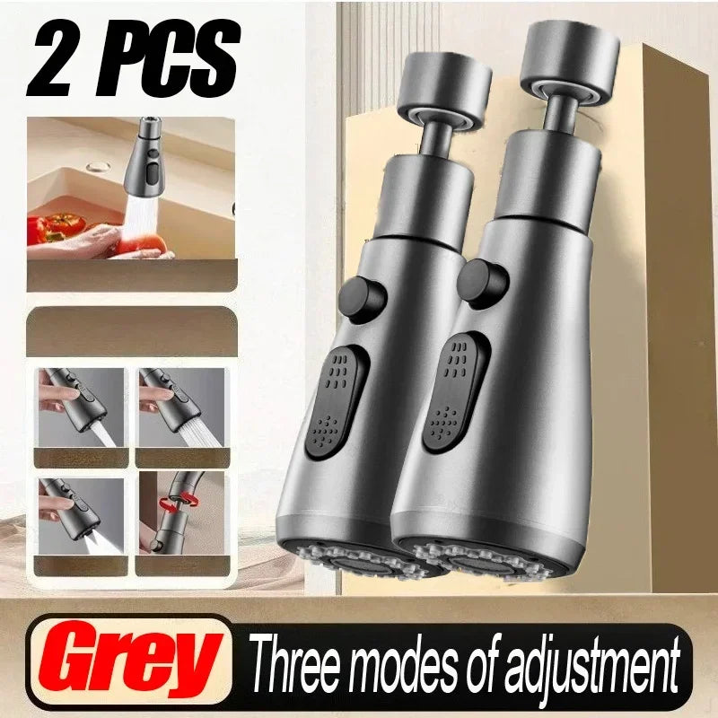 Kitchen Pull Out Faucet Sprayer Nozzle 3 Modes ABS Water Saving Bathroom Basin Sink Shower Spray Head Kitchen Accessories Zpaxo 2pcs-grey