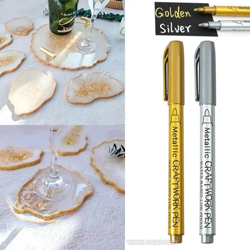 Metallic Permanent Marker Pens – Gold & Silver for DIY Resin