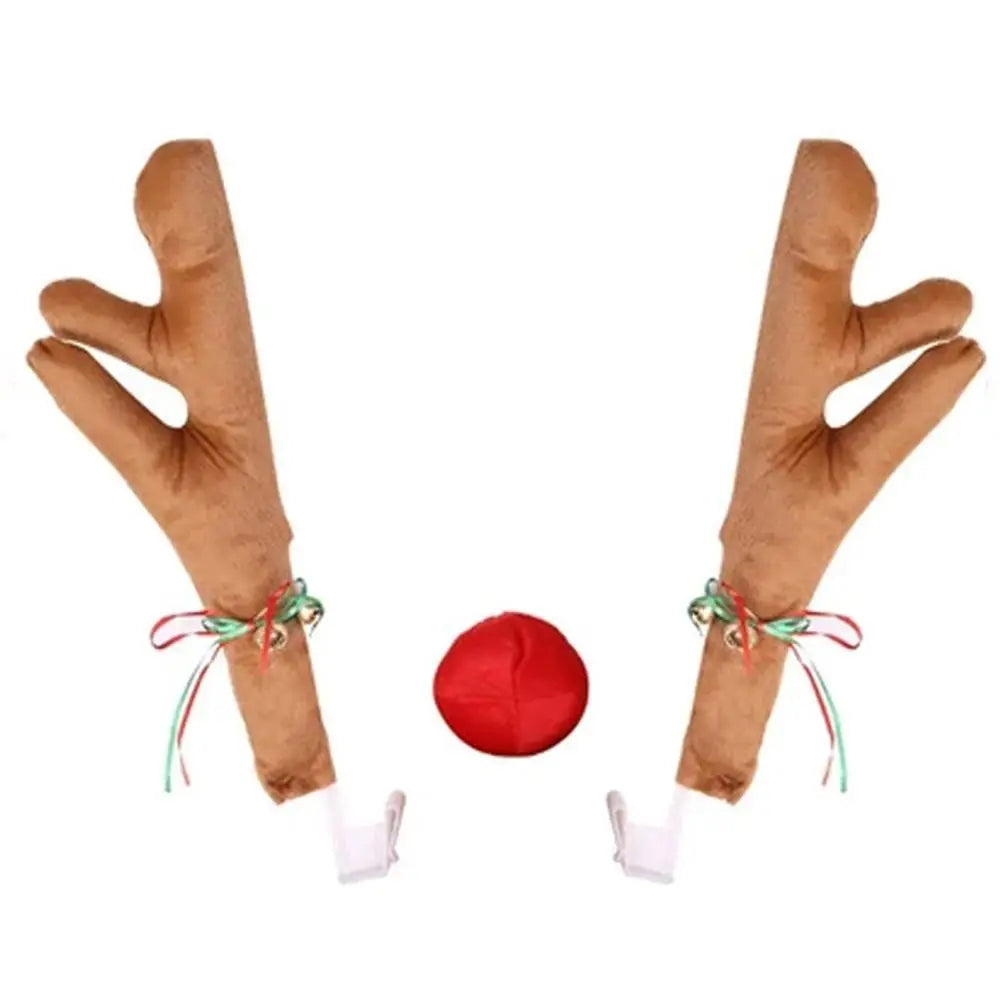 Plush Cartoon Reindeer Antlers Candy Cane Christmas Tree Christmas Car Decoration Red Nose Festive Vehicle Costumes Zpaxo