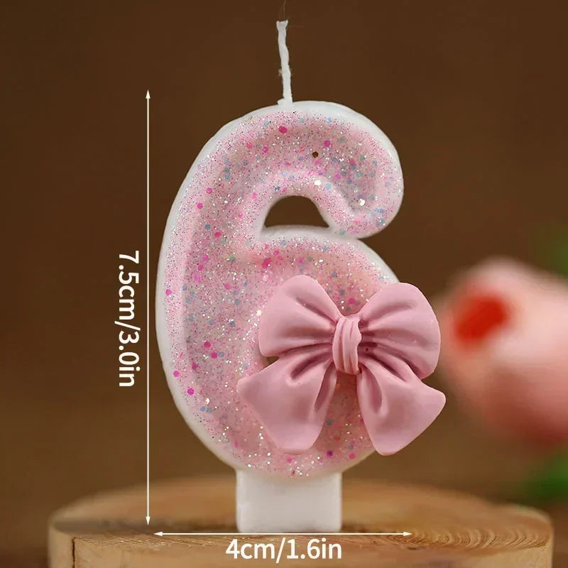 1 2 3 4 5 6 7 8 9 3D Number Candle Cake Number Cake Candle Pink Glitter Birthday Candle Topper Birthday Party Cake Decor Hot Zpaxo 6