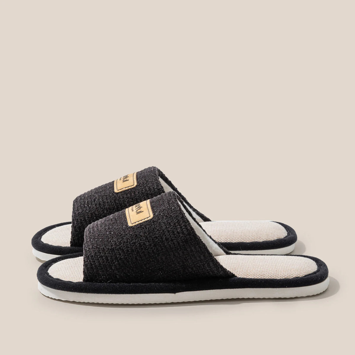 Soft Solid Women's Linen House Slippers Non-slip Lightweight Comfort Zpaxo black 38-39