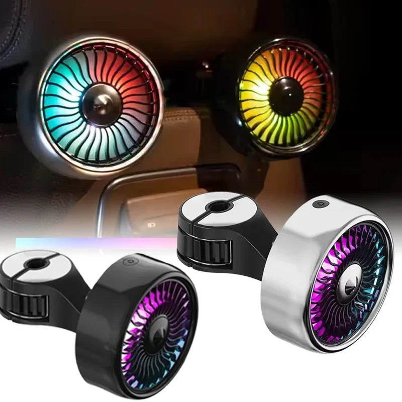 USB Car Fan Dual Head RGB 3-Speed Rear Seat Cooler | Zpaxo
