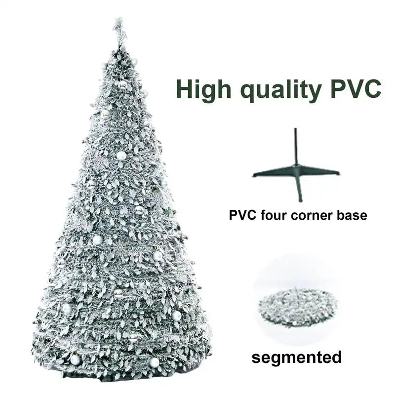 1 8m Pop-up Christmas Tree Foldable Tinsel Flocking Decoration Snow