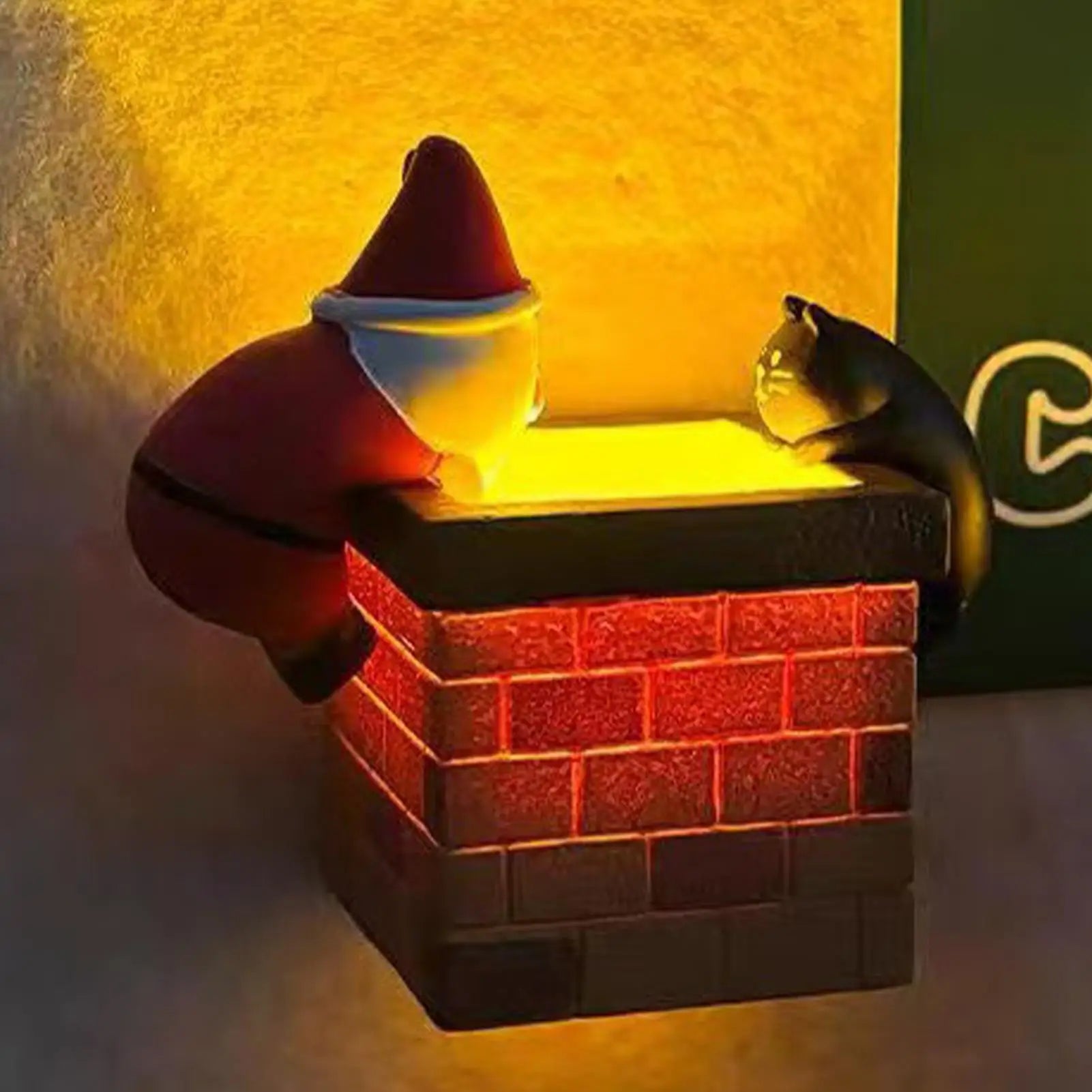 Fridge Magnets Glow Santa Claus Black Cat Climbing Chimney