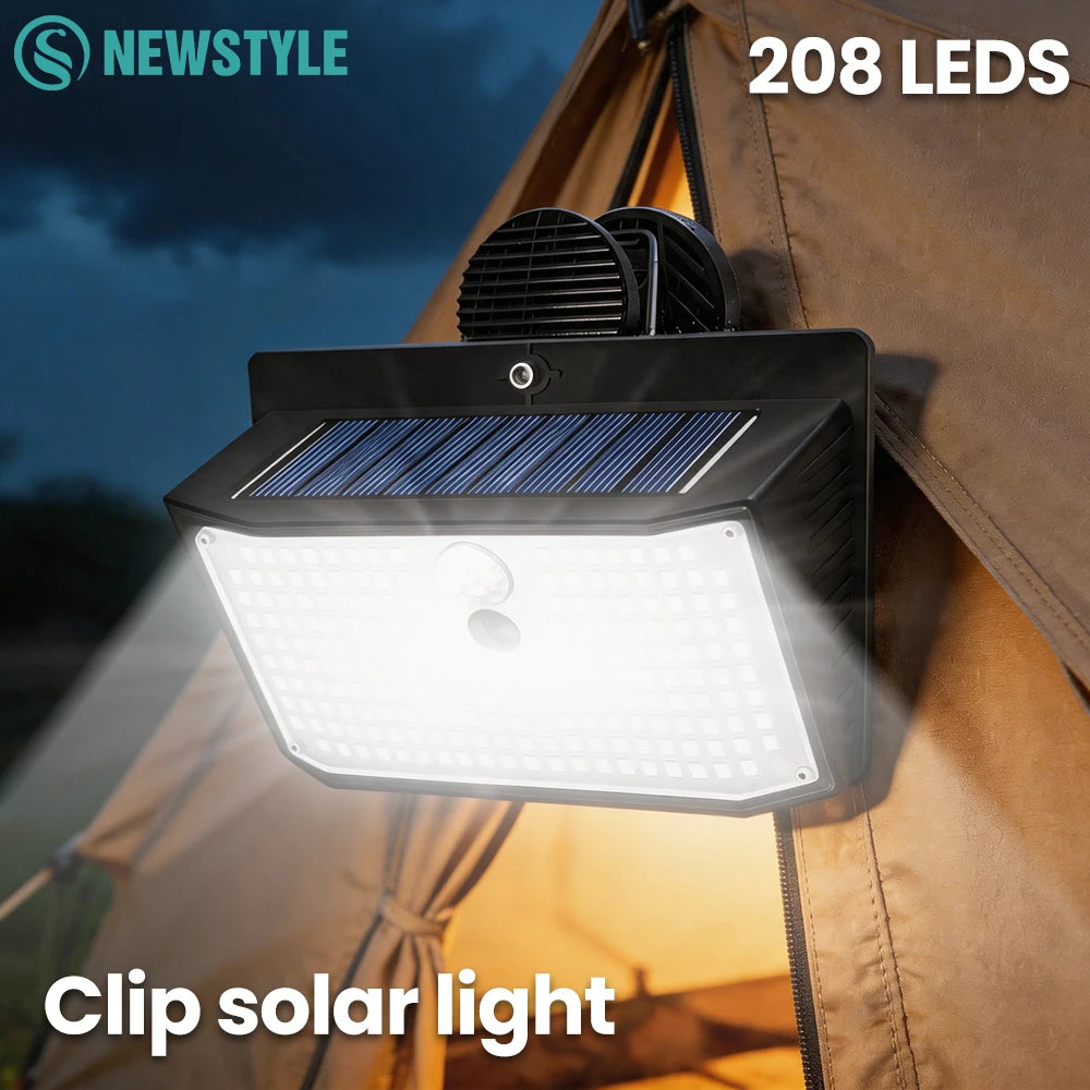 208LED Clip On Solar Wall Lights Outdoor Motion Sensor 3 Lighting Modes IP65 Waterproof Solar Railing Lights For Fence Railing Zpaxo