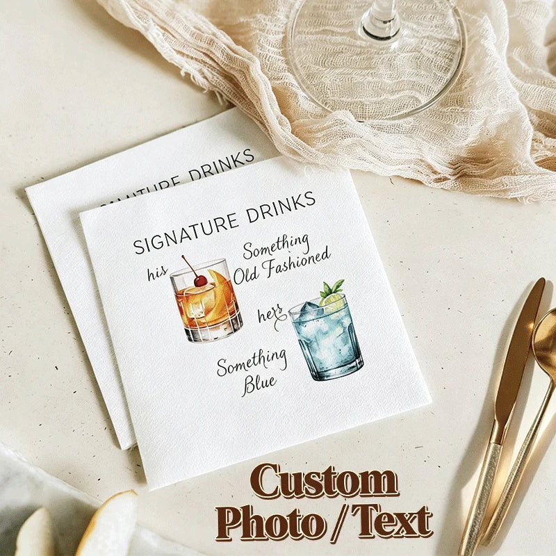 Custom Pape Napkins Personalized Wedding Design Business Cocktail