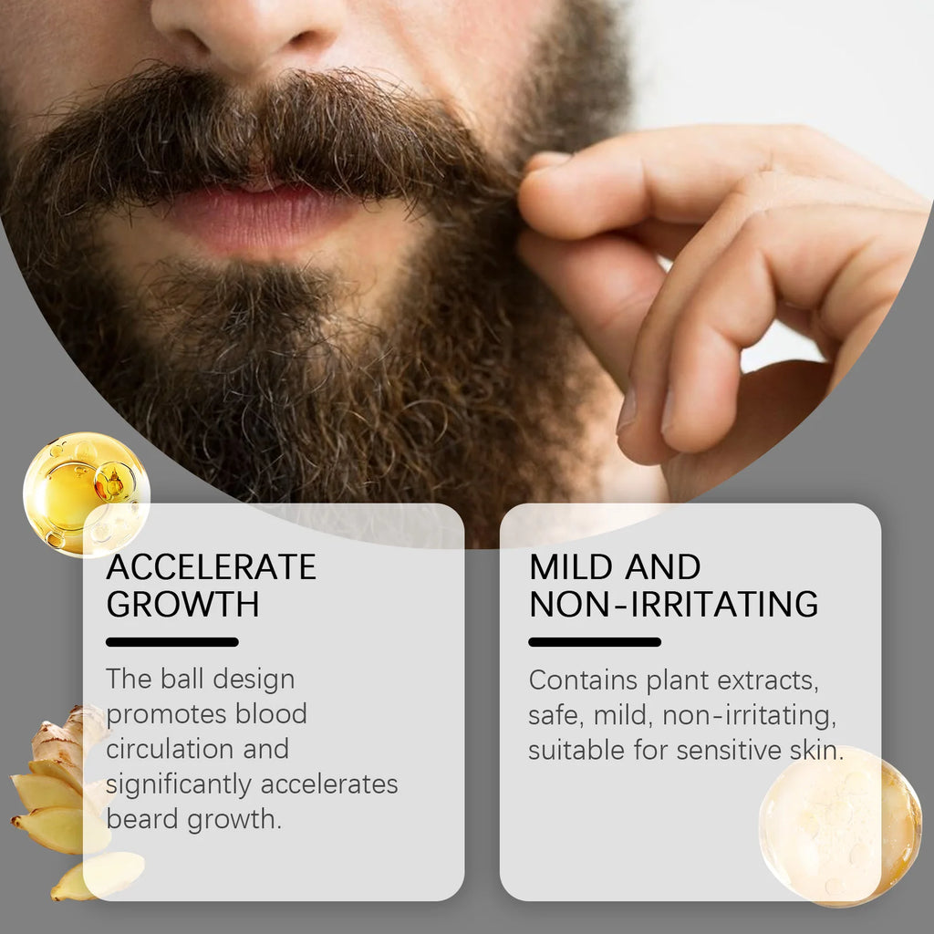 Beard Care Roll-on Reduces Shedding Deeply Nourishes Thick Beard Massage Treatment Improves Smooth Styling Soft Beard Treatment Zpaxo