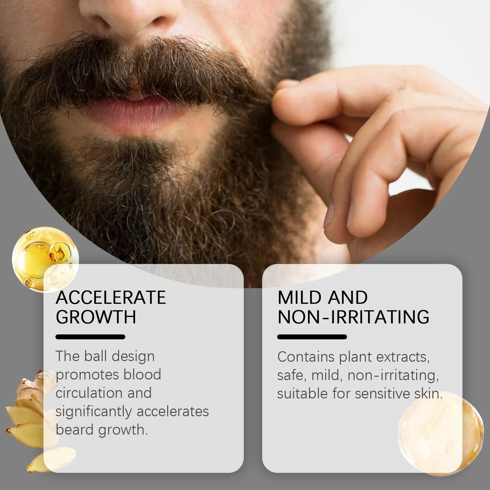 Beard Care Roll-on Reduces Shedding Deeply Nourishes Thick Beard Massage Treatment Improves Smooth Styling Soft Beard Treatment Zpaxo