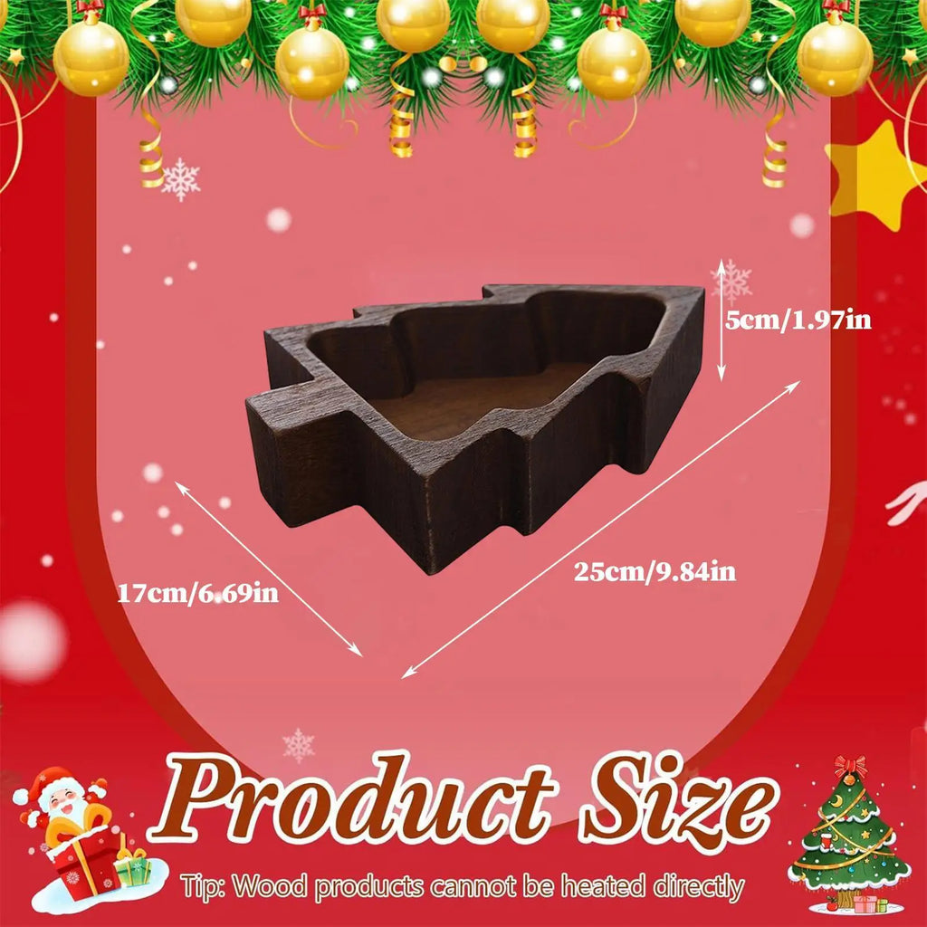 Wooden Candle Bowl Rustic Christmas Tree Home Decor Bowls Holder