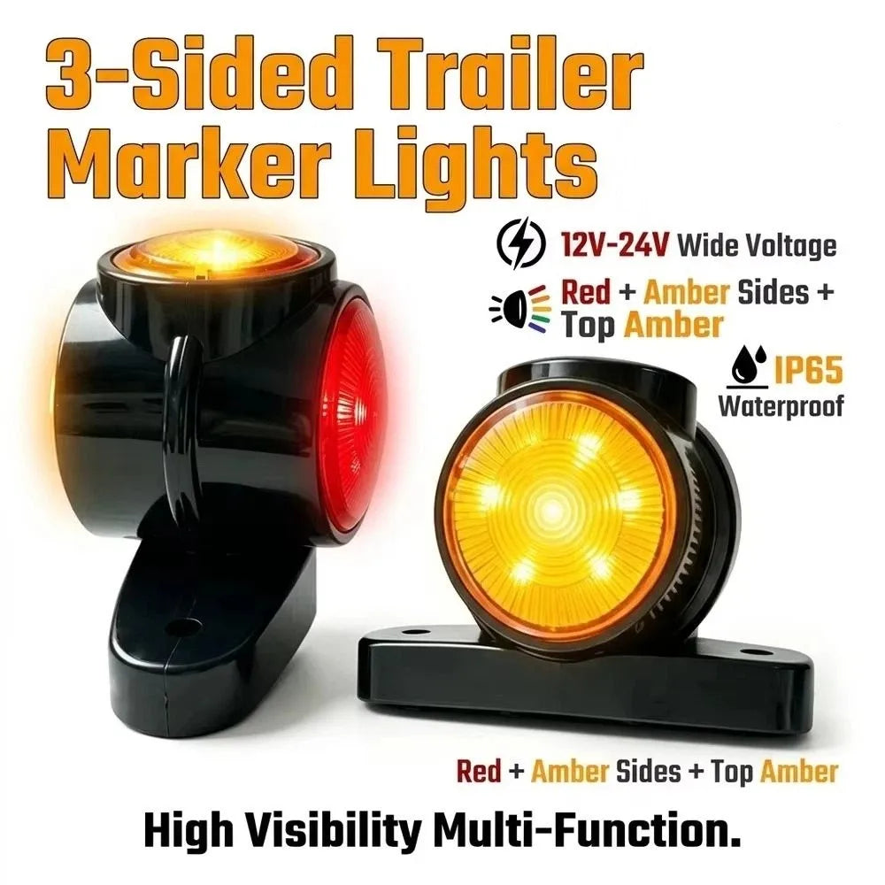 2 PCS Small Red Yellow LED Tail Light 12V 24V Waterproof Side Marker Lighting Taillight Car Outline Marker Light Van Zpaxo