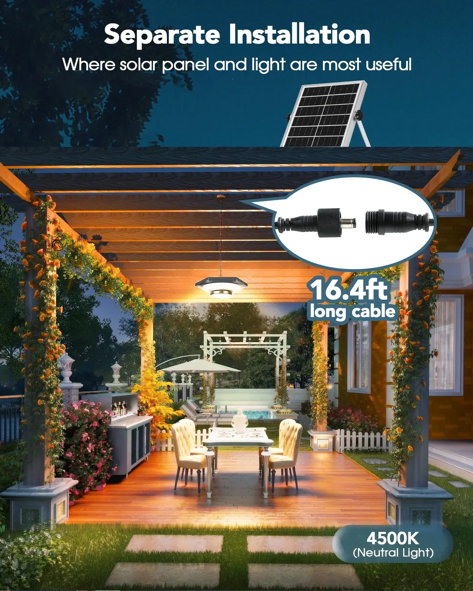 Solar Sensor Lights Dimmable Barn Gazebo Yard Waterproof Pendant Zpaxo